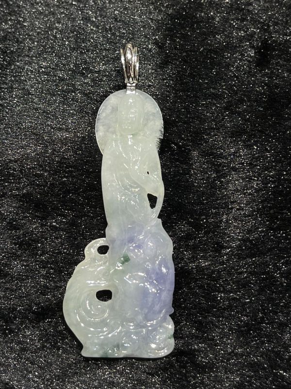 Icy lavender Ksitigarbha Bodhisattva jadeite pendant