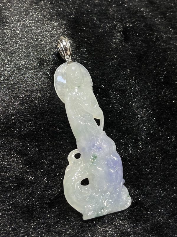 Icy lavender Ksitigarbha Bodhisattva jadeite pendant - Image 2