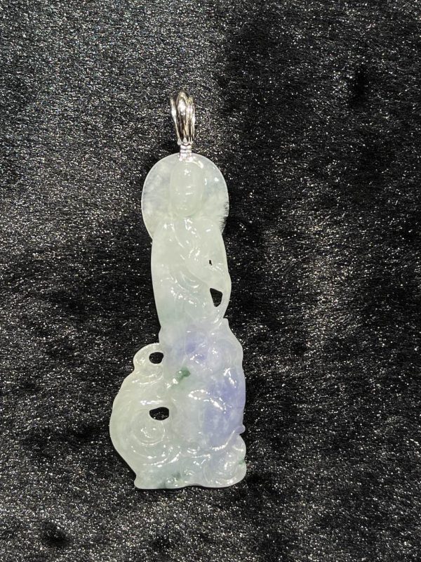 Icy lavender Ksitigarbha Bodhisattva jadeite pendant - Image 3