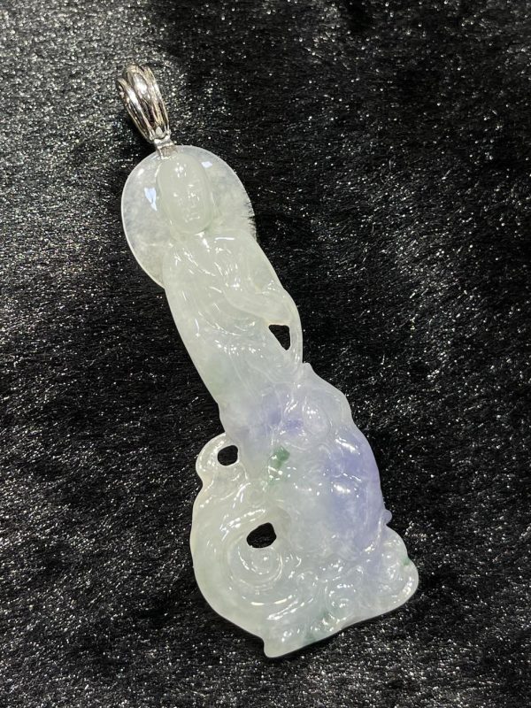 Icy lavender Ksitigarbha Bodhisattva jadeite pendant - Image 4