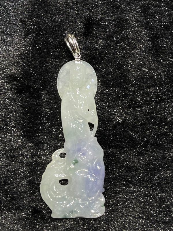 Icy lavender Ksitigarbha Bodhisattva jadeite pendant - Image 5