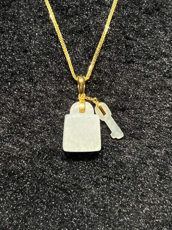 Icy translucent key and lock jadeite pendant - Image 3