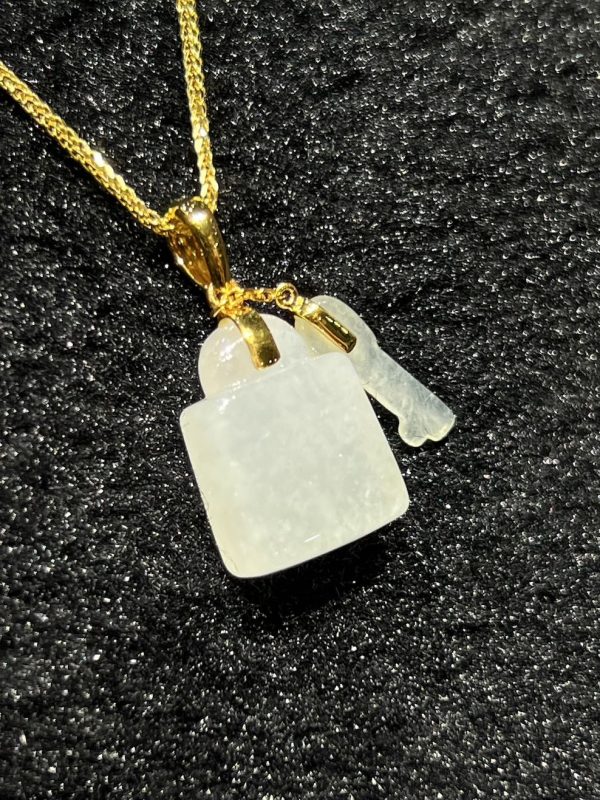 Icy translucent key and lock jadeite pendant - Image 5