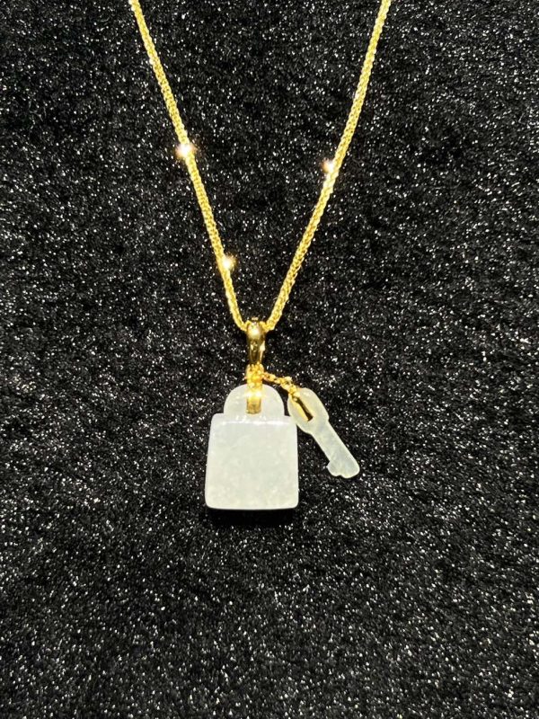 Icy translucent key and lock jadeite pendant - Image 2