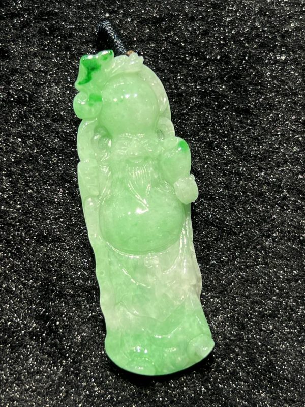 Translucent apple green goddess of longevity jadeite pendant - Image 2