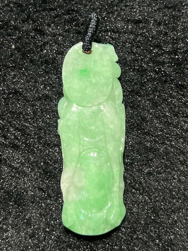 Translucent apple green goddess of longevity jadeite pendant - Image 3