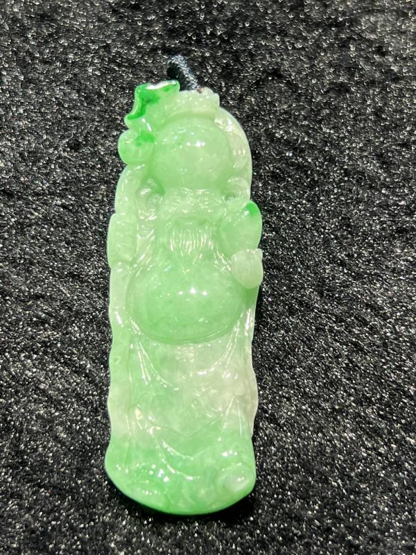 Translucent apple green goddess of longevity jadeite pendant - Image 4
