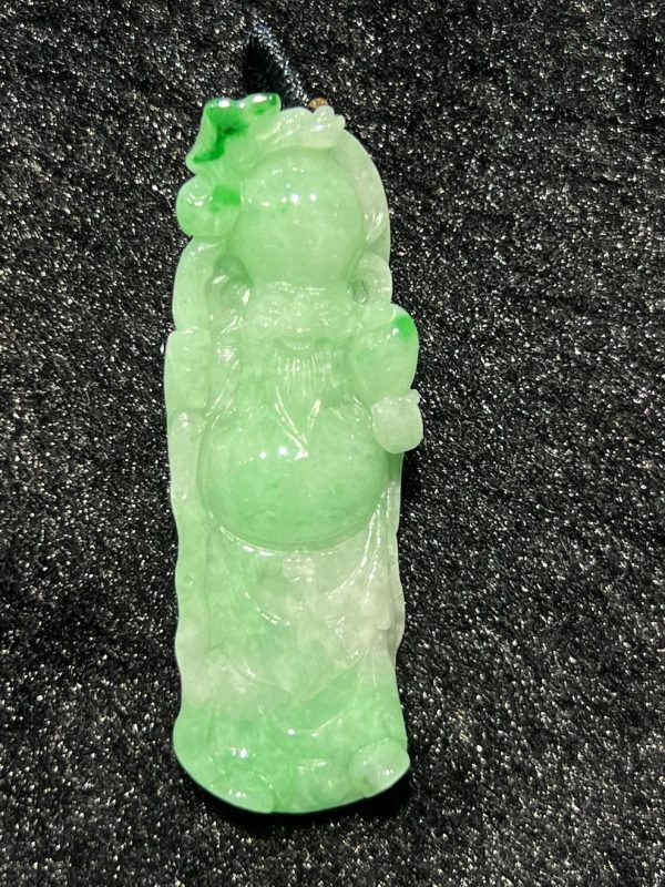Translucent apple green goddess of longevity jadeite pendant