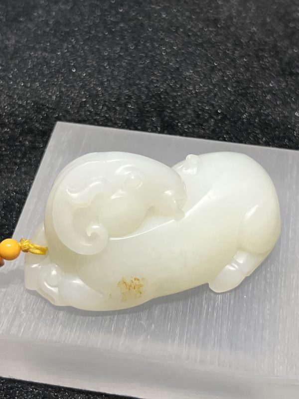 natural white jade goat carving nephrite - Image 2