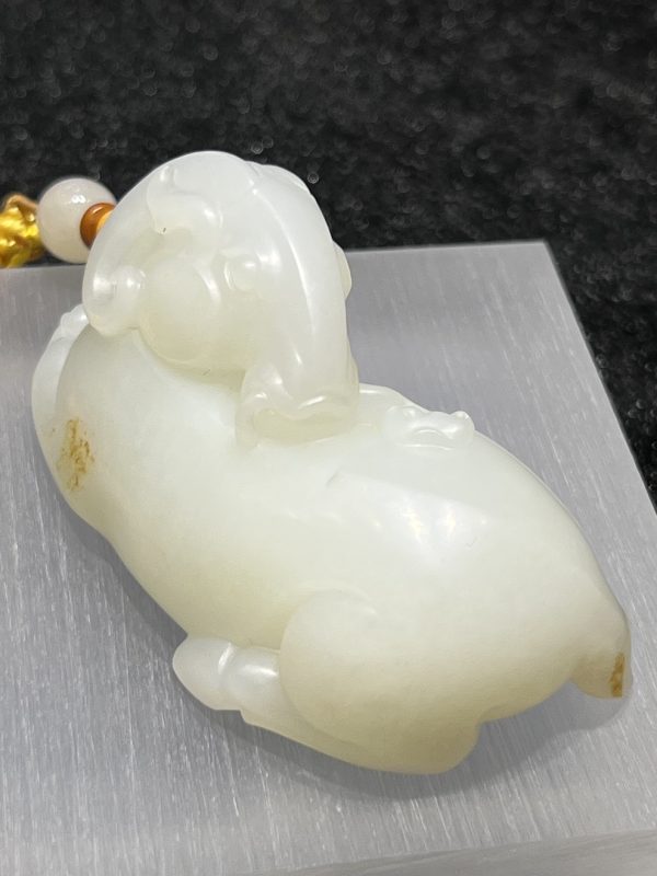natural white jade goat carving nephrite - Image 5
