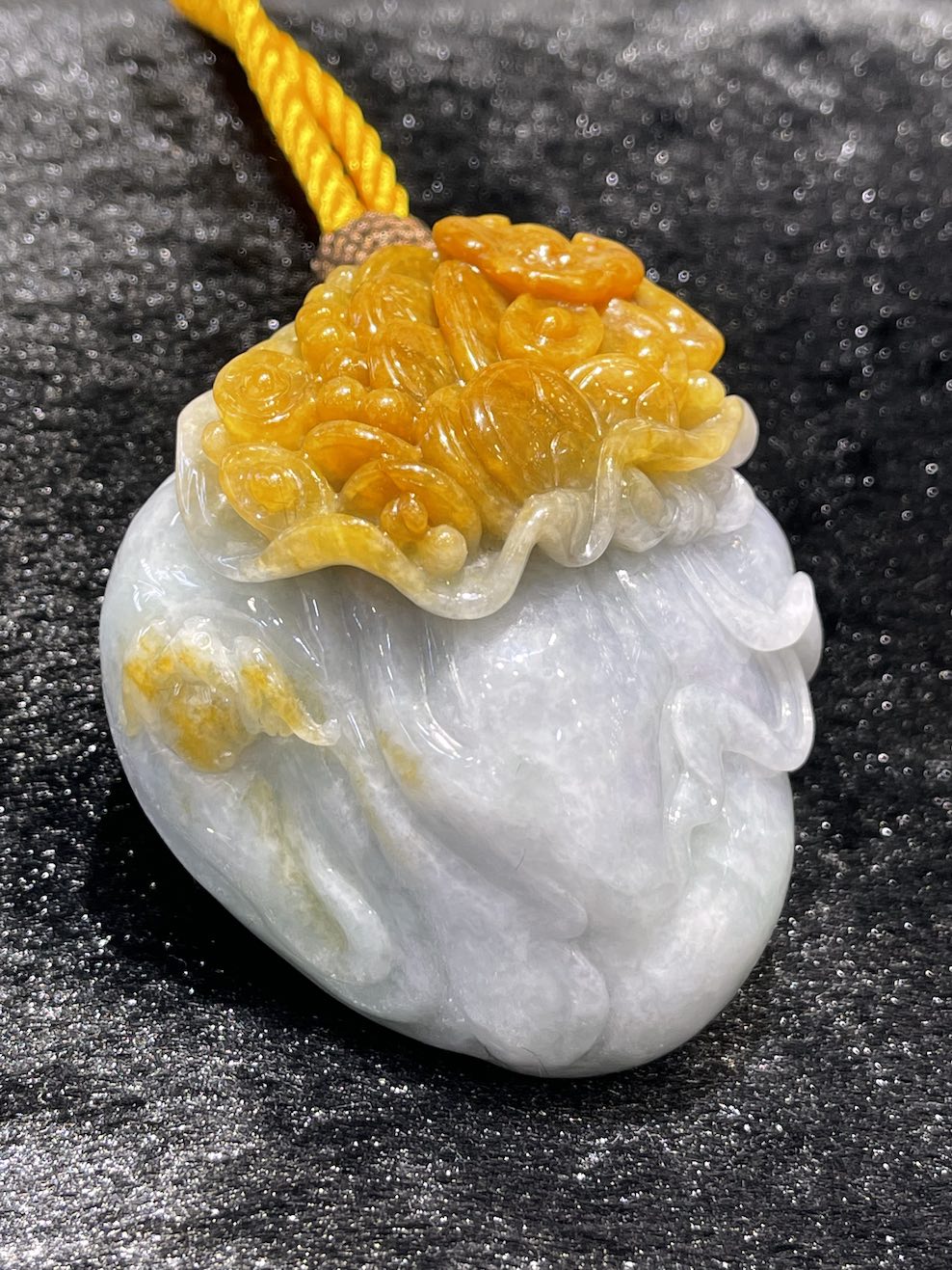 translucent whitish brown wealth bag jadeite ornament - Image 2