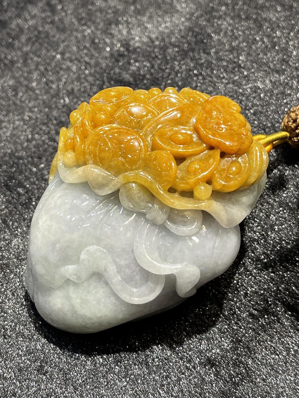 translucent whitish brown wealth bag jadeite ornament - Image 3