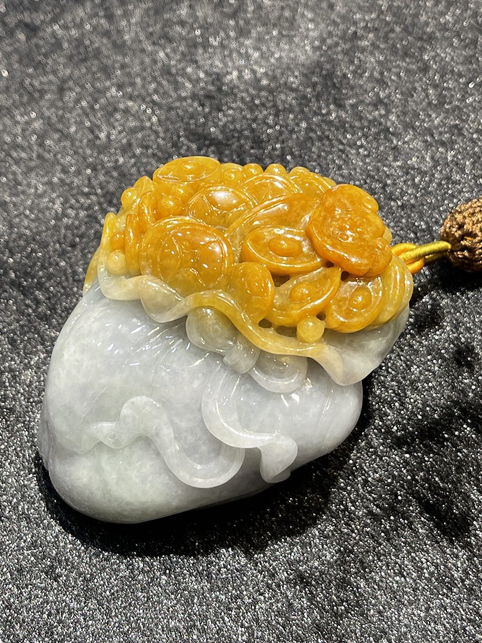 translucent whitish brown wealth bag jadeite ornament - Image 4