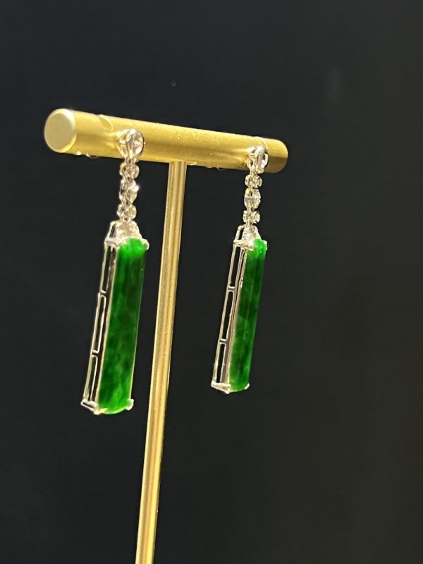 icy translucent old pit green jadeite earring[SOLD OUT] - Image 5