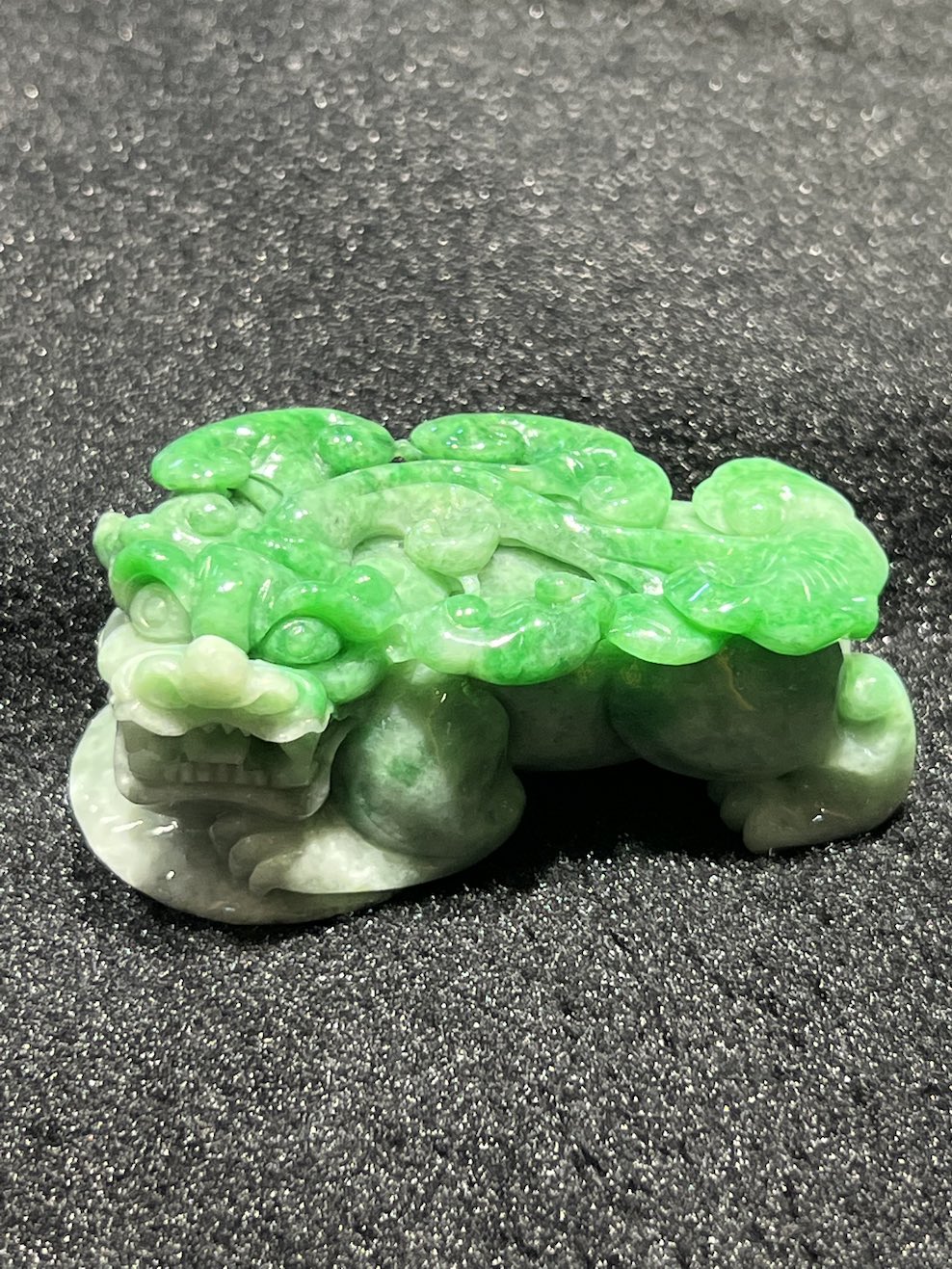 translucent vibrant green Pixiu jadeite ornament