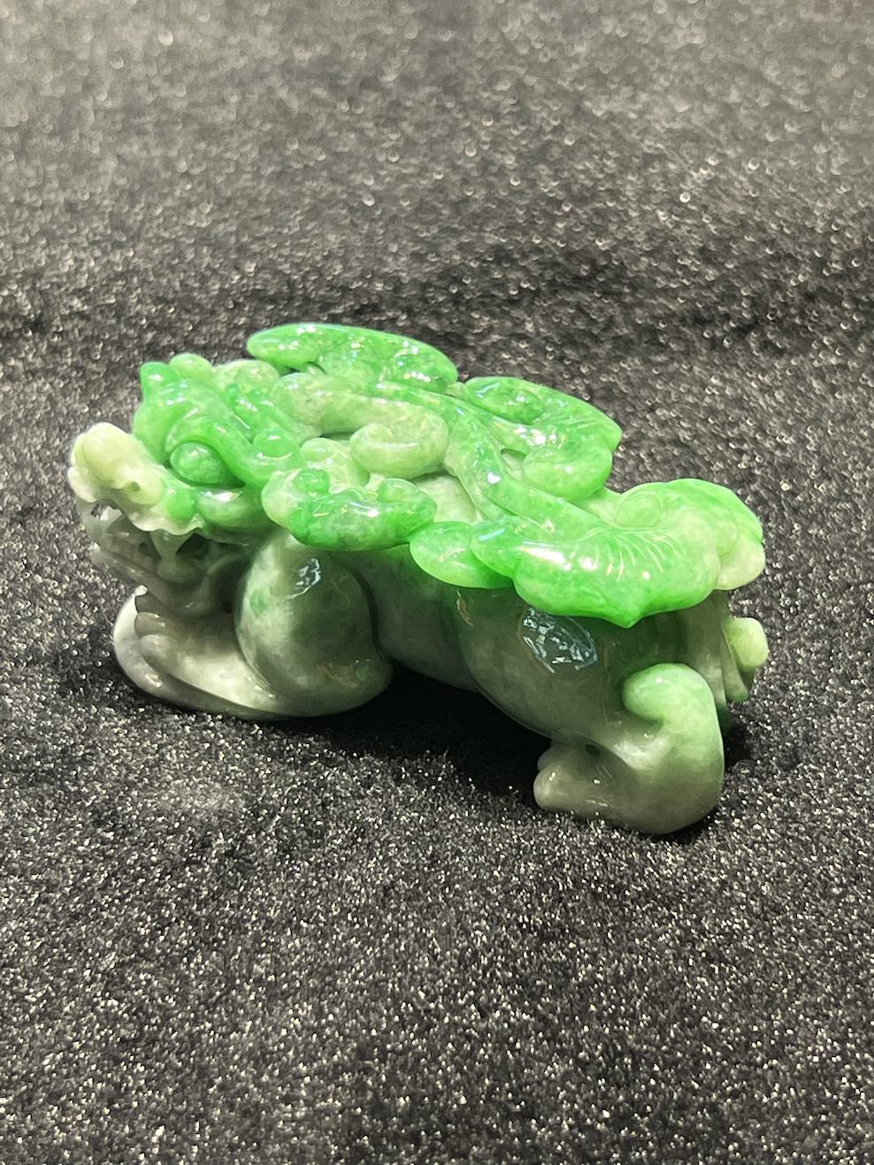 translucent vibrant green Pixiu jadeite ornament - Image 4