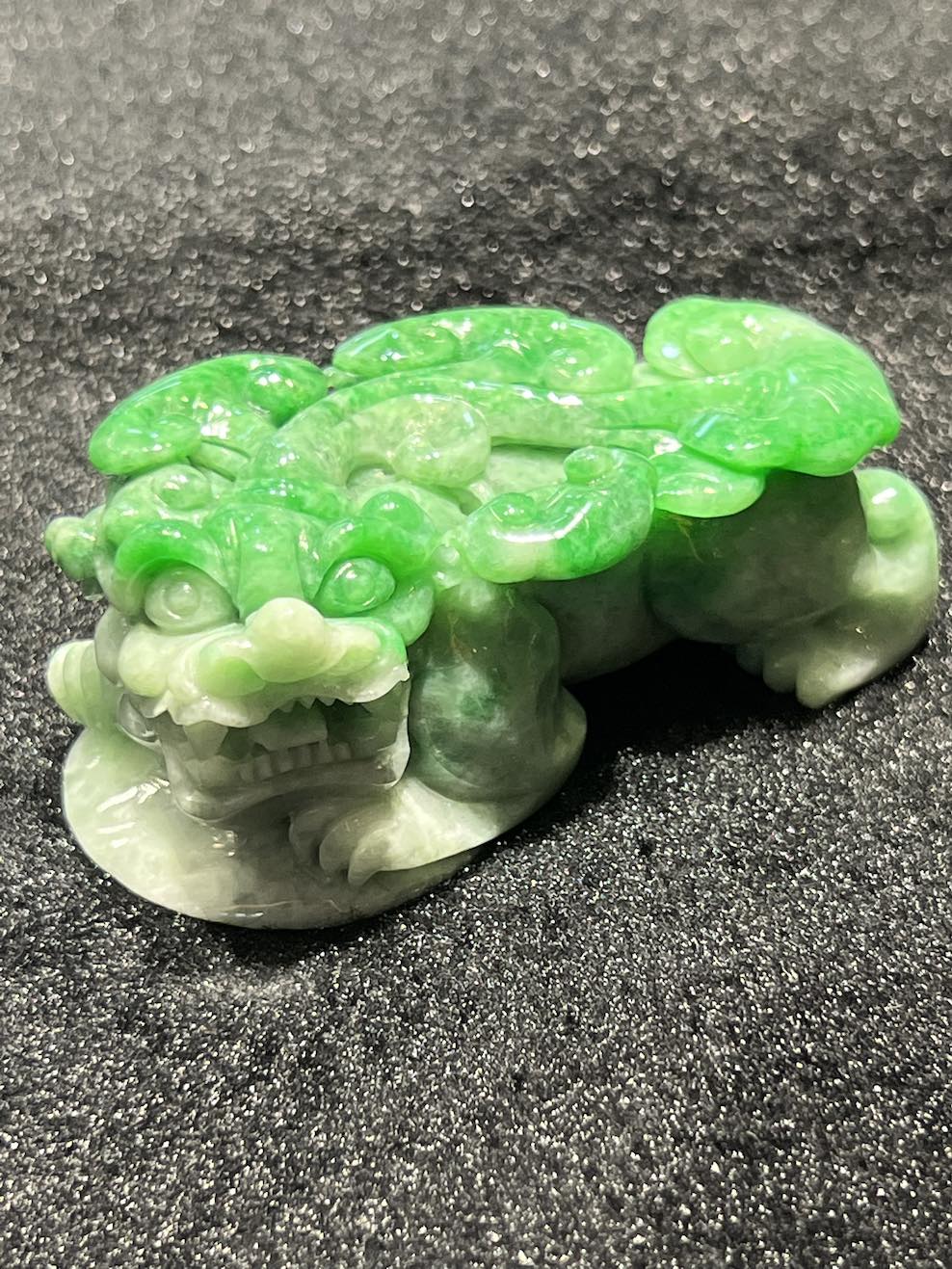 translucent vibrant green Pixiu jadeite ornament - Image 5