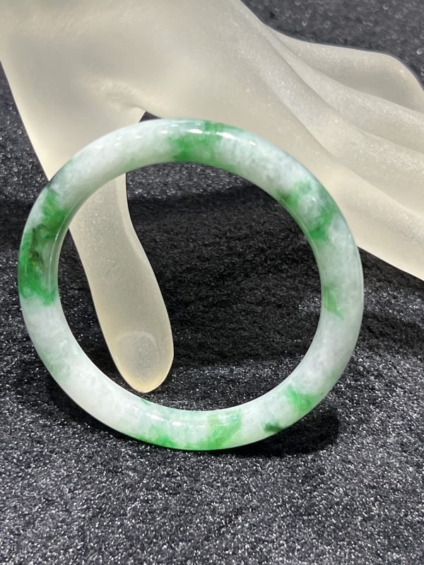 translucent whitish vibrant green jadeite bangle[SOLD OUT]