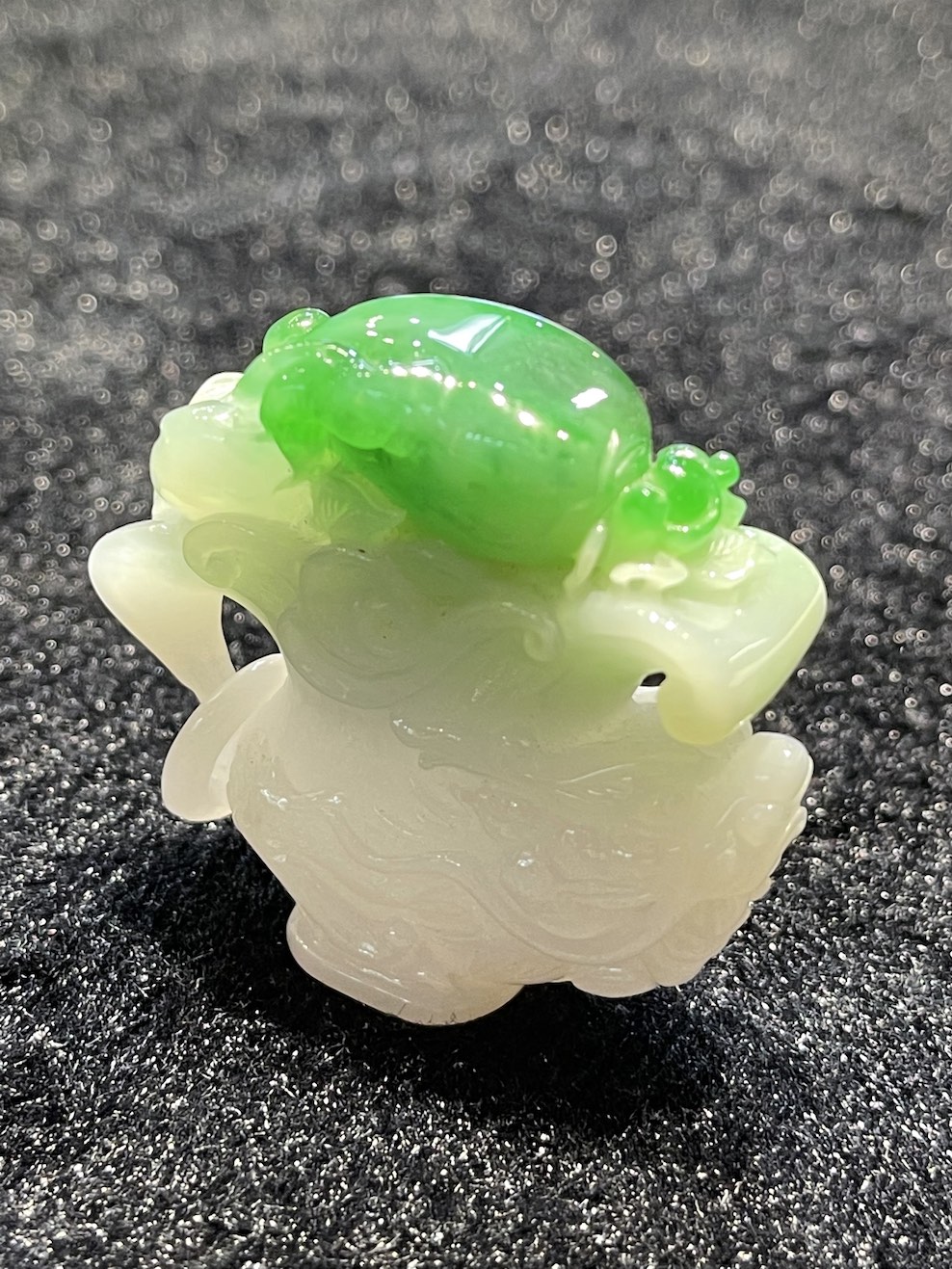 Translucent whiteish green dragon cup jadeite ornament - Image 4