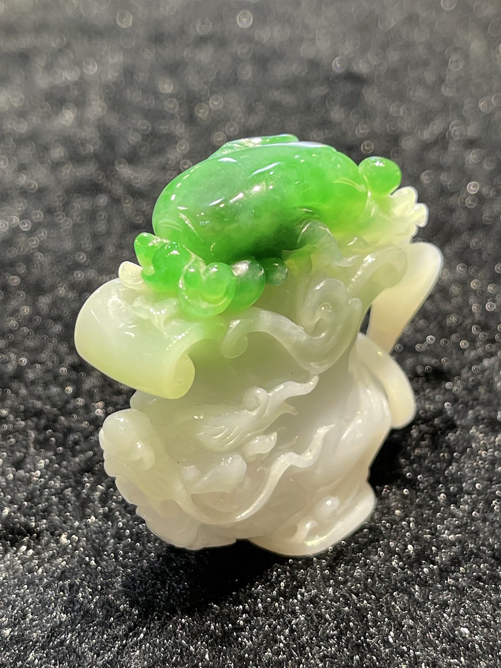Translucent whiteish green dragon cup jadeite ornament - Image 5