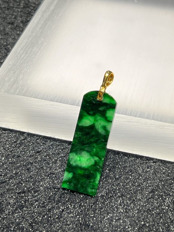 icy translucent old pit green rectangular shape jadeite pendant