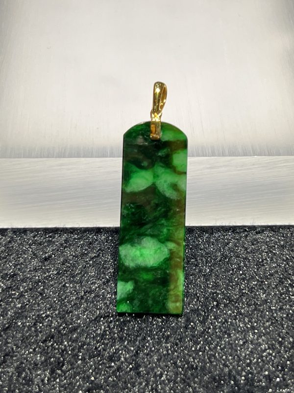 icy translucent old pit green rectangular shape jadeite pendant - Image 2