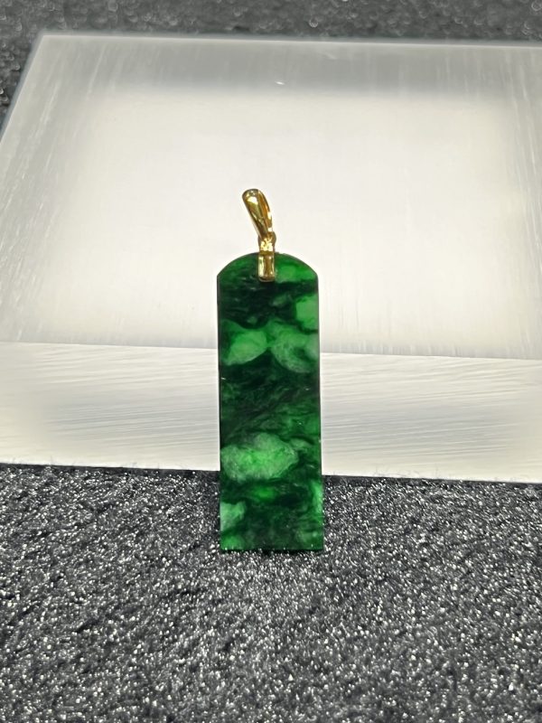 icy translucent old pit green rectangular shape jadeite pendant - Image 4