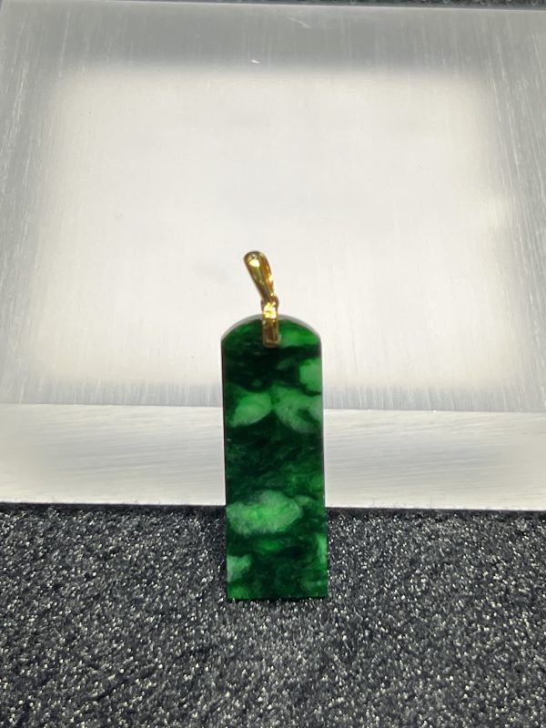 icy translucent old pit green rectangular shape jadeite pendant - Image 5