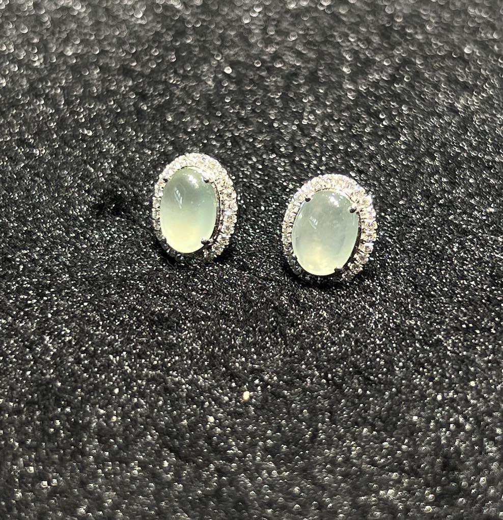 Highly translucent icy cabochons jadeite Earring stud - Image 4