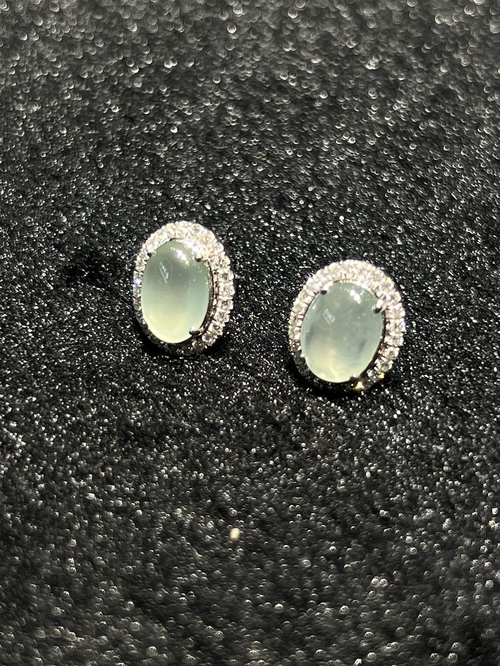Highly translucent icy cabochons jadeite Earring stud - Image 5