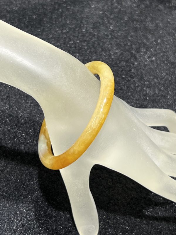 translucent icy honey yellow jadeite bangle - Image 3