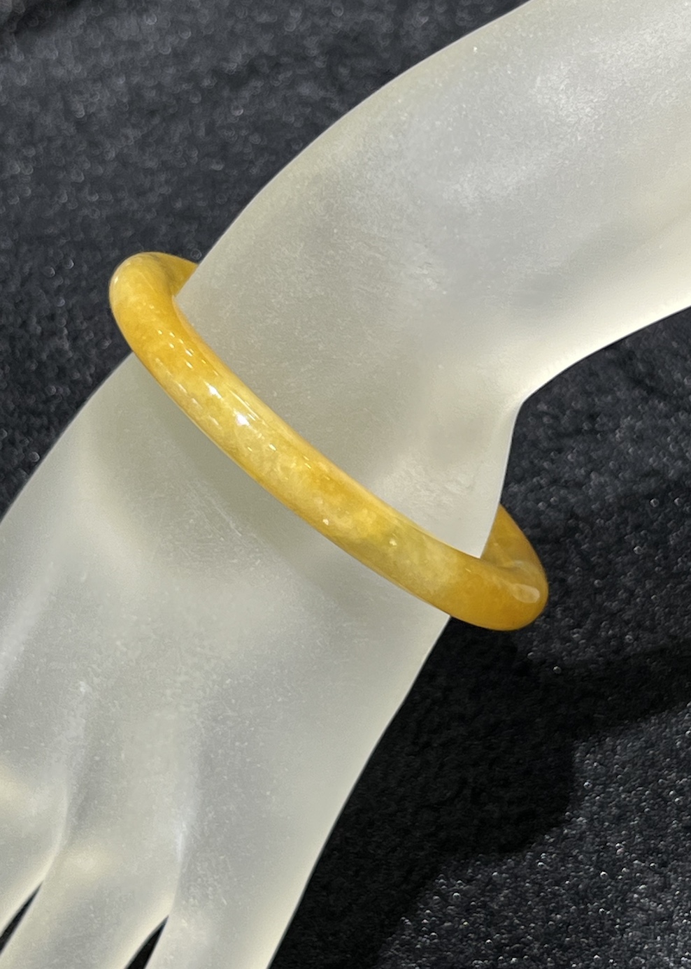 translucent icy honey yellow jadeite bangle - Image 4