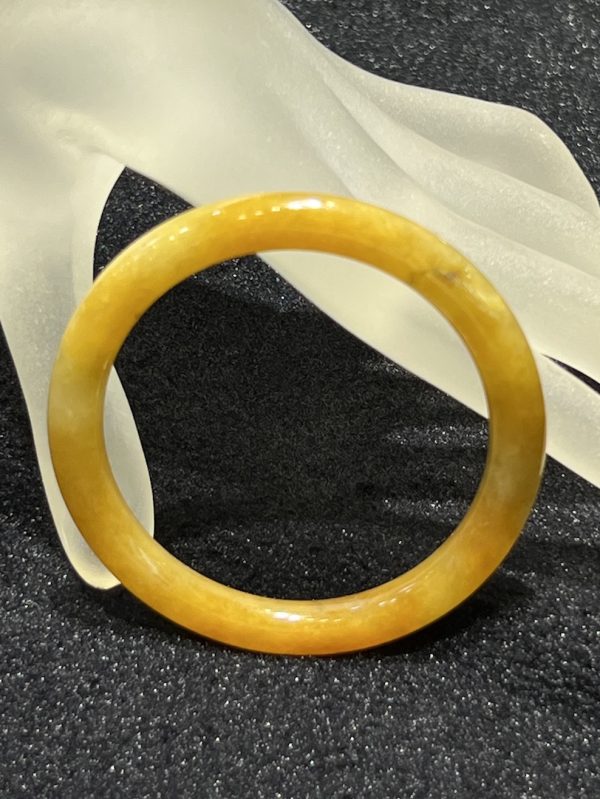 translucent icy honey yellow jadeite bangle