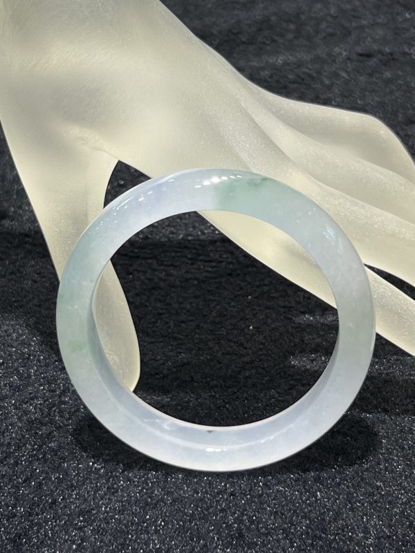 highly translucent icy faint floral green jadeite bangle[SOLD OUT] - Image 2