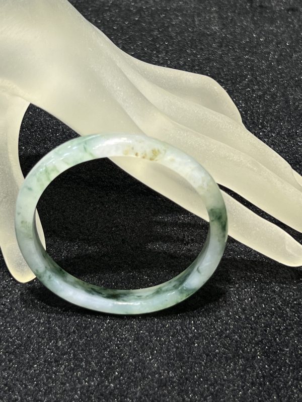 icy translucent floral green oval shape jadeite bangle[SOLD OUT] - Image 5
