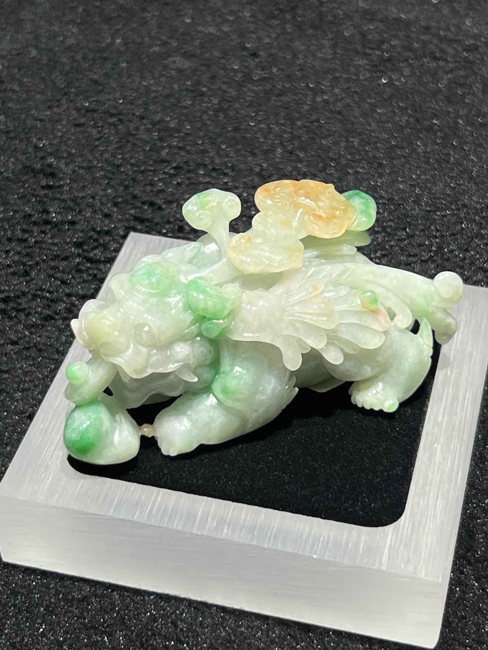 translucent triple colour Pixiu jadeite ornament