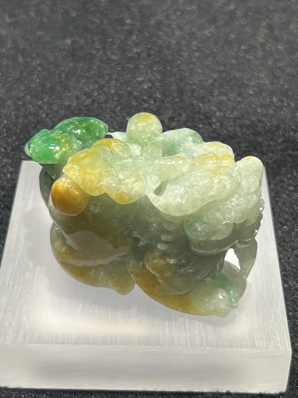 translucent triple colour Pixiu jadeite ornament - Image 2