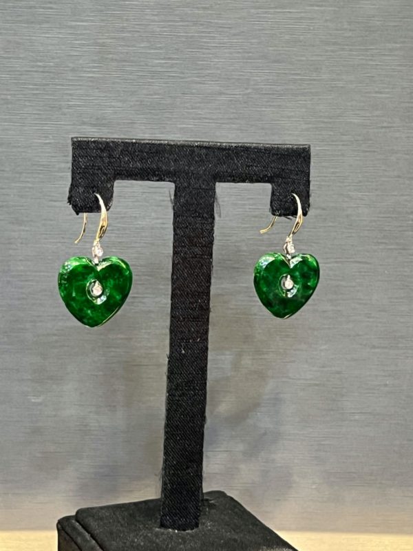 translucent dark green heart shape jadeite earring[SOLD OUT]