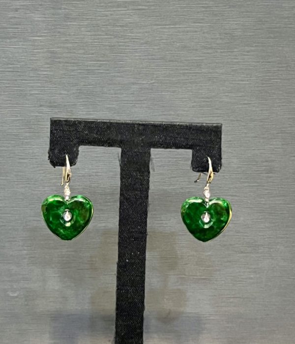 translucent dark green heart shape jadeite earring[SOLD OUT] - Image 5