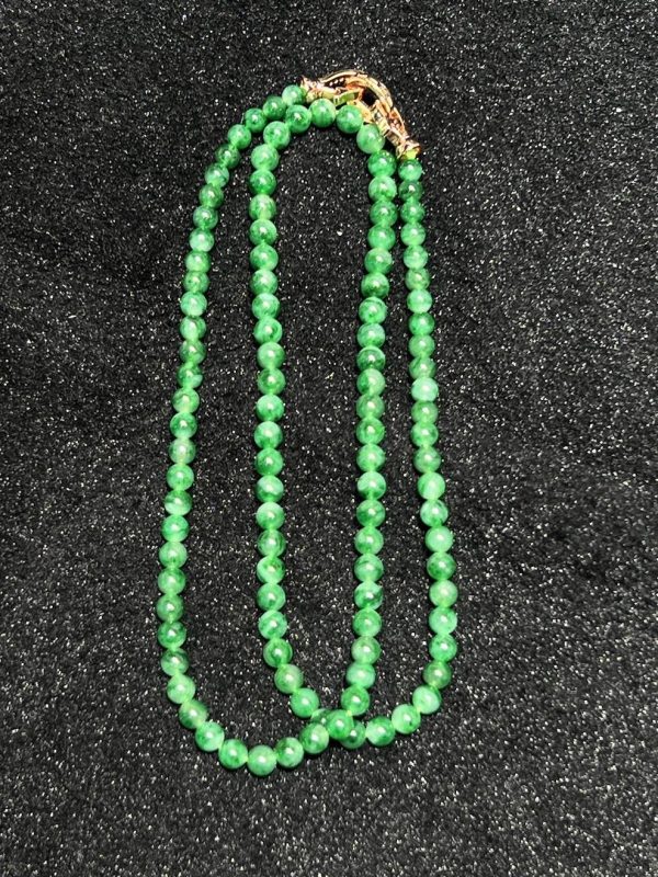Translucent old pit green beads(4.5-5.6mm) jadeite necklace