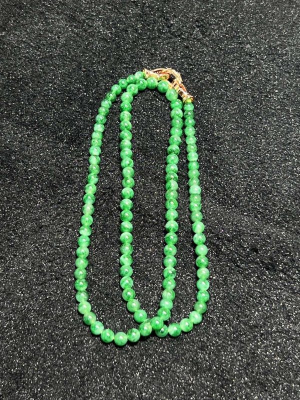Translucent old pit green beads(4.5-5.6mm) jadeite necklace - Image 2