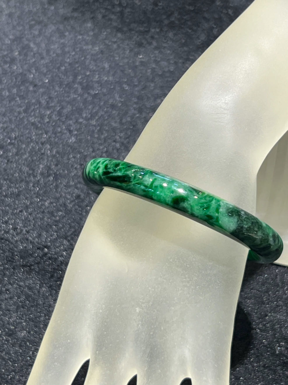 Dark old pit Green Jadeite bangle - Image 2