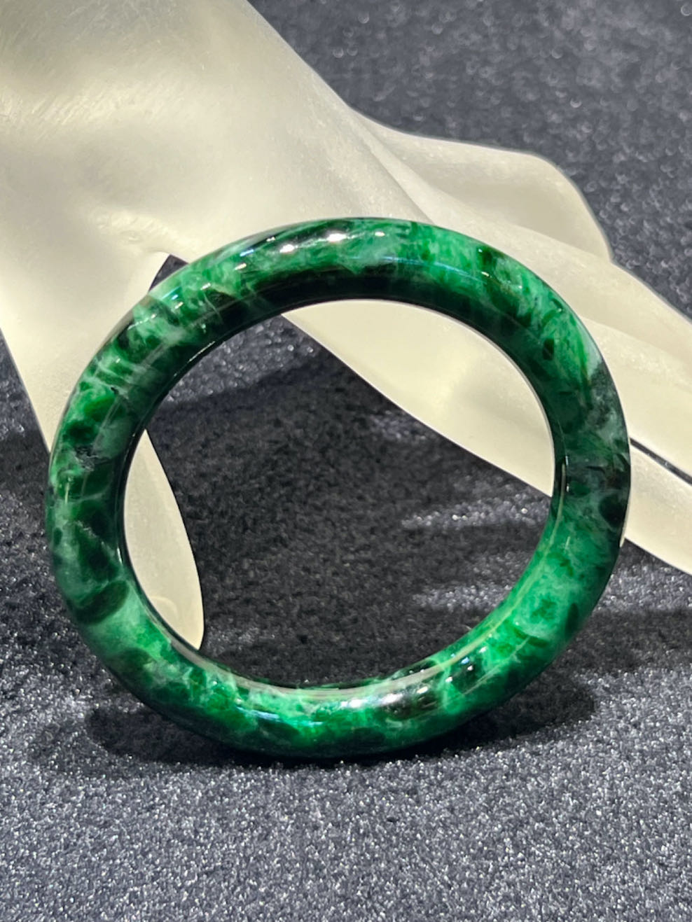 Dark old pit Green Jadeite bangle - Image 3