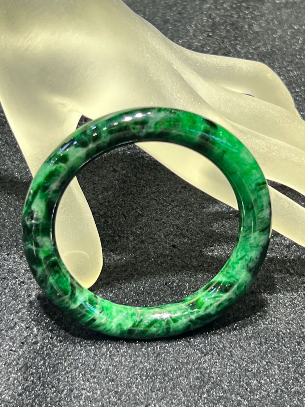 Dark old pit Green Jadeite bangle - Image 4