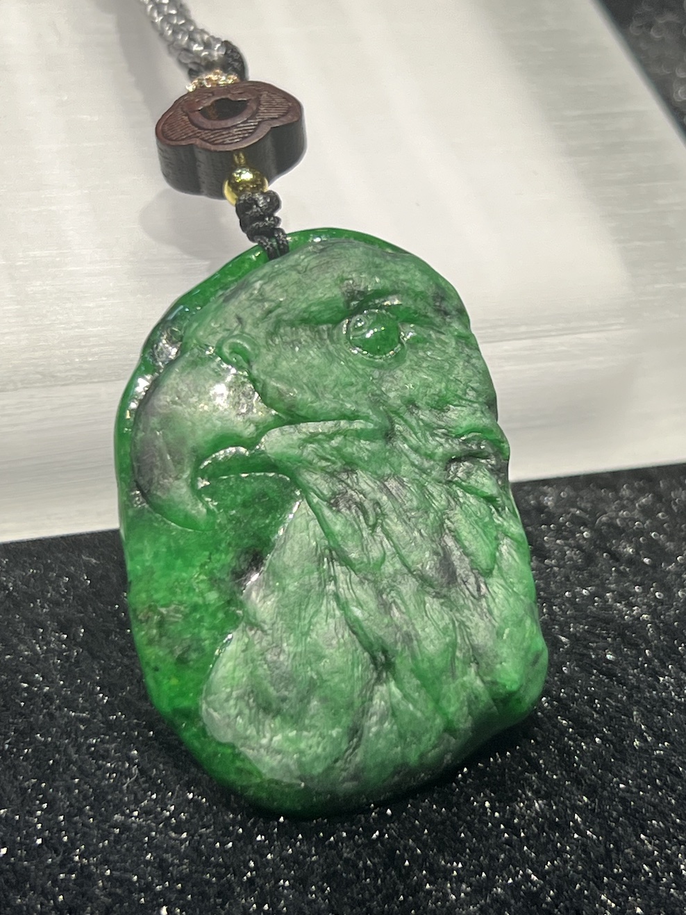 translucent vibrant green eagle jadeite pendant - Image 2