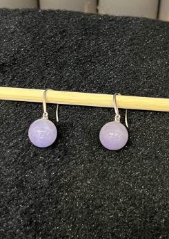 Translucent faint lavender beads jadeite earring