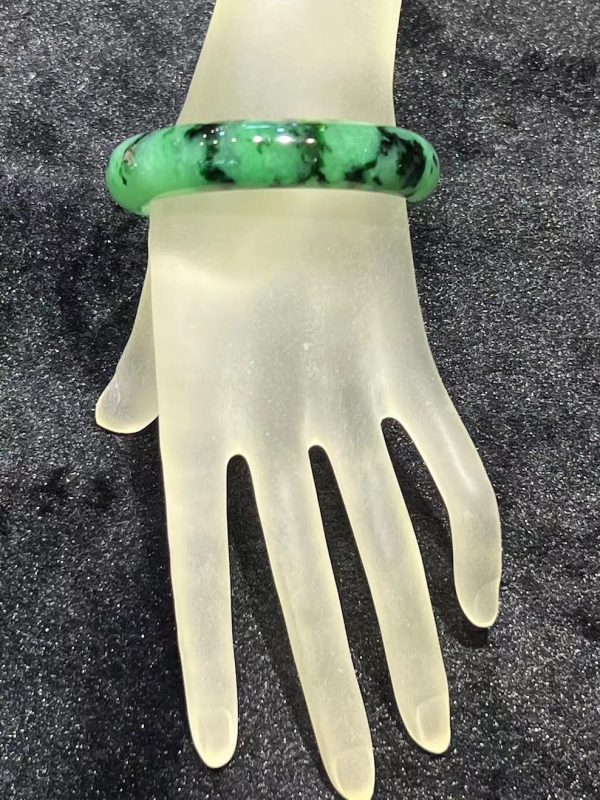 translucent icy old pit green jadeite bangle - Image 3