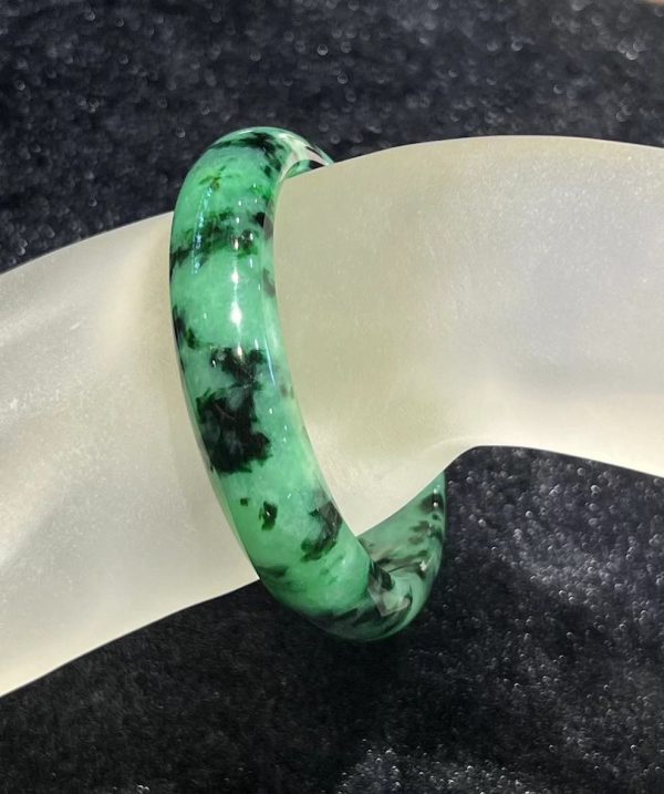 translucent icy old pit green jadeite bangle - Image 4