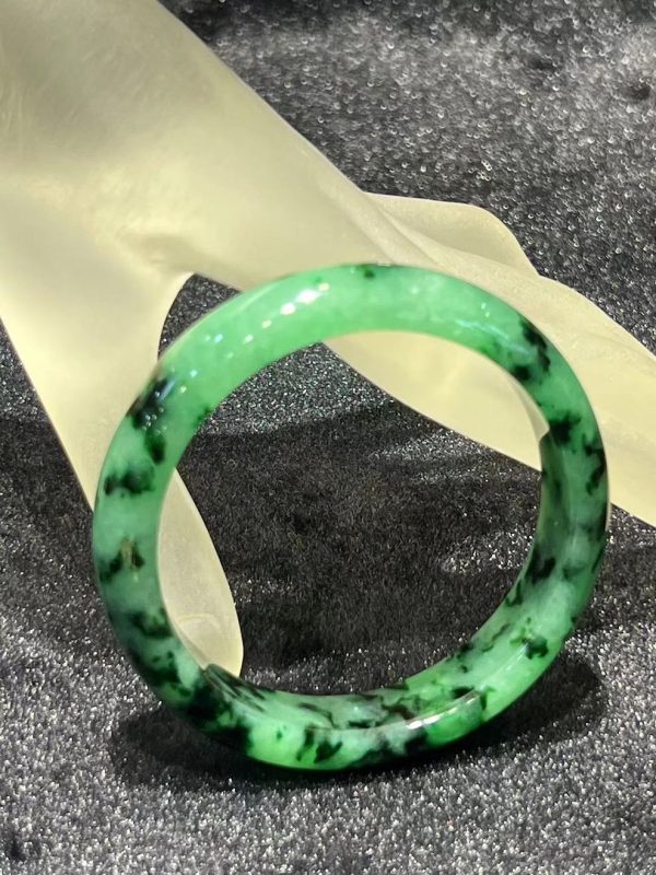translucent icy old pit green jadeite bangle - Image 2