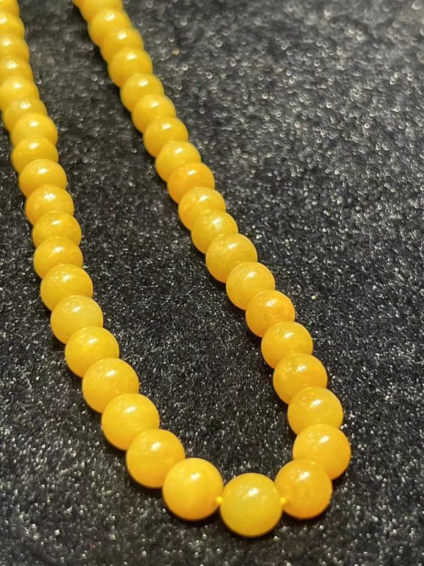 Icy Translucent honey yellow beads(6mm) jadeite necklace - Image 2